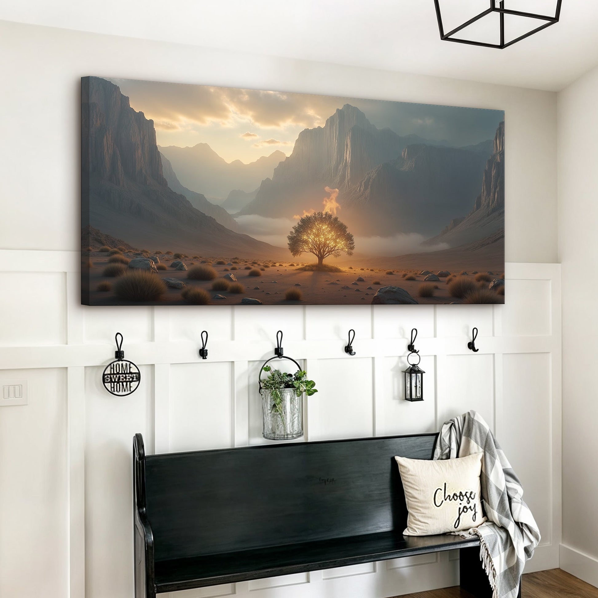 Burning Bush Faith Wall Art XII canvas by Tailored Canvases; lone tree in desert at sunrise on Tampa Home & Garden Store