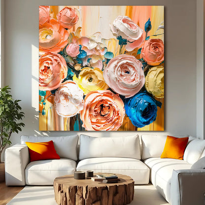 Blooming Bouquet Wall Art canvas by Tailored Canvases; pink peach florals, abstract bouquet on Tampa Home & Garden Store