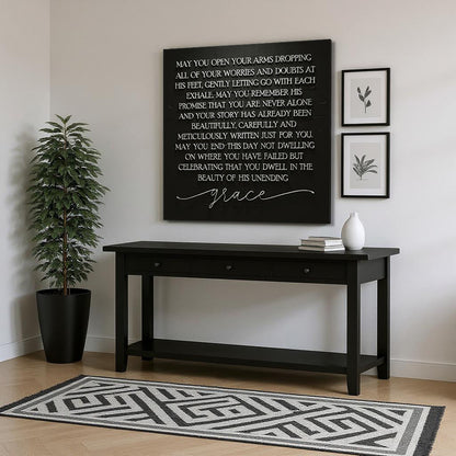 Unending Grace Faith Sign III canvas by Tailored Canvases, black canvas with white scripture on Tampa Home & Garden Store