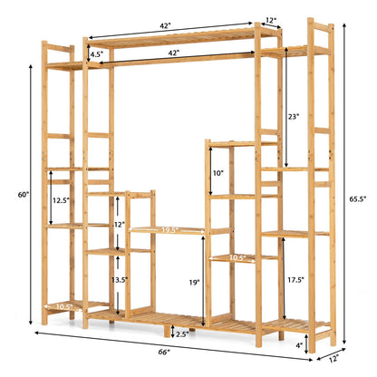 9-Tier Bamboo Plant Stand with Hanging Rack