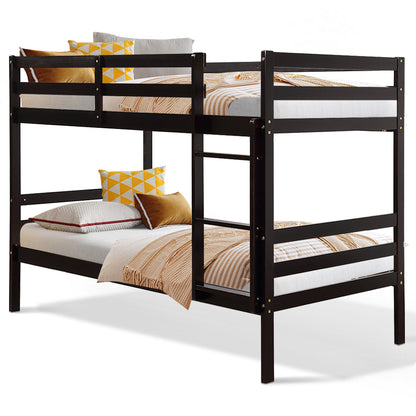 Literas dobles de madera para niños, literas de madera maciza - Marrón