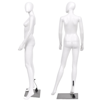 Maniquí femenino de cuerpo entero de 1,76 m con cabeza ovalada y base metálica