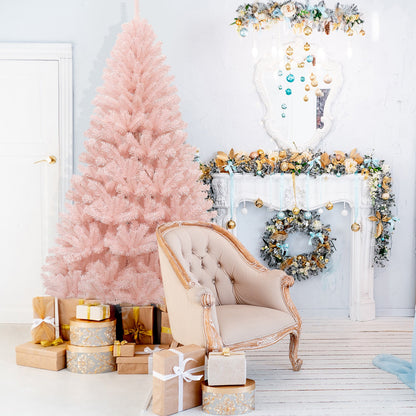6/7 ft pink hinged full-fir artificial Christmas tree by DirectDeals for indoor holiday decor on Tampa Home & Garden Store