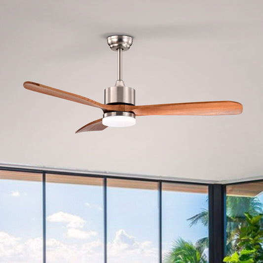52 Inch Reversible Ceiling Fan with LED Light and Adjustable Temperature-Silver - Tampa Home & Garden Store
