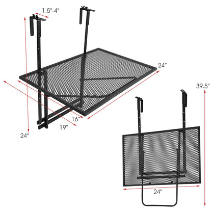 Mesa Plegable para Barandilla con 5 Niveles de Altura Ajustable