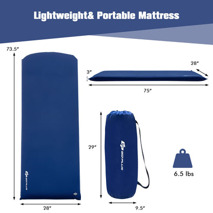 Colchoneta de espuma plegable ligera autoinflable con bolsa de almacenamiento - Azul