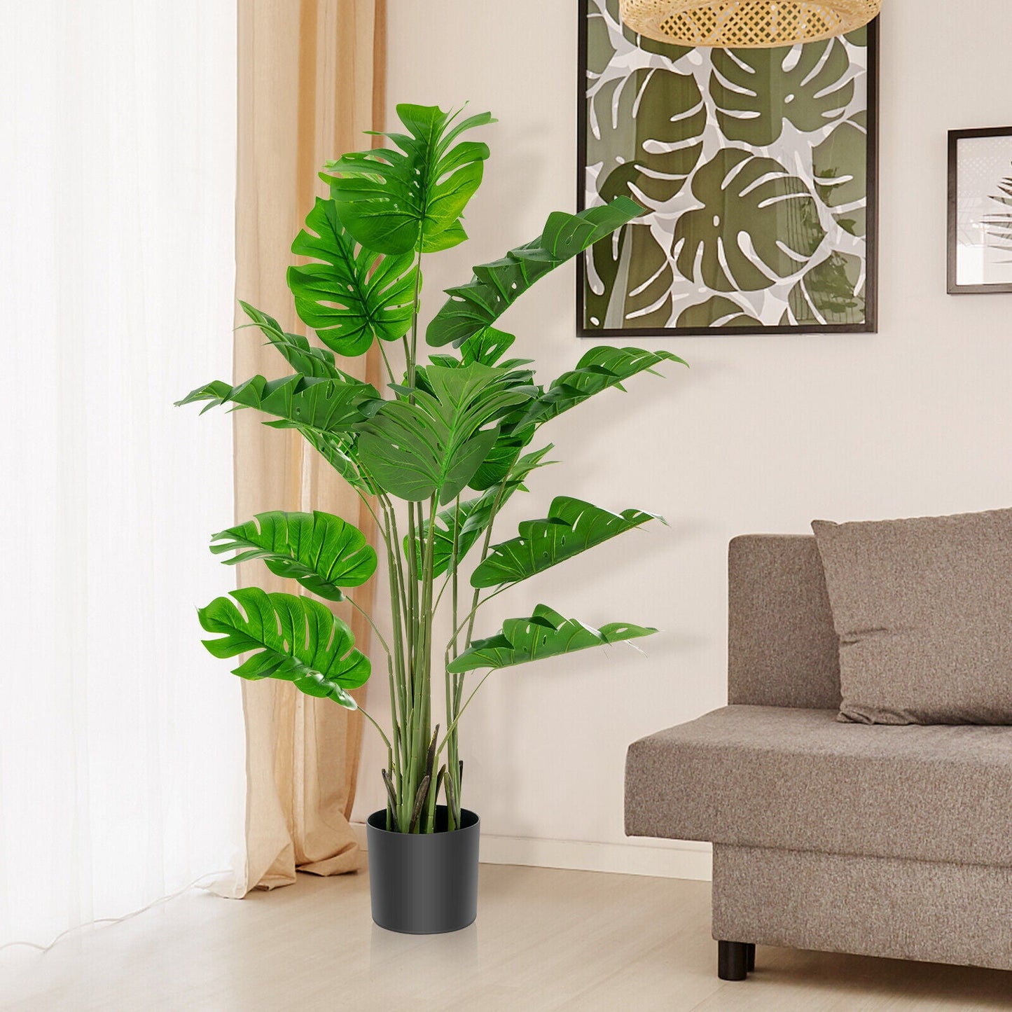 Juego de 2 Árboles Artificiales de Monstera de 1,5 Metros