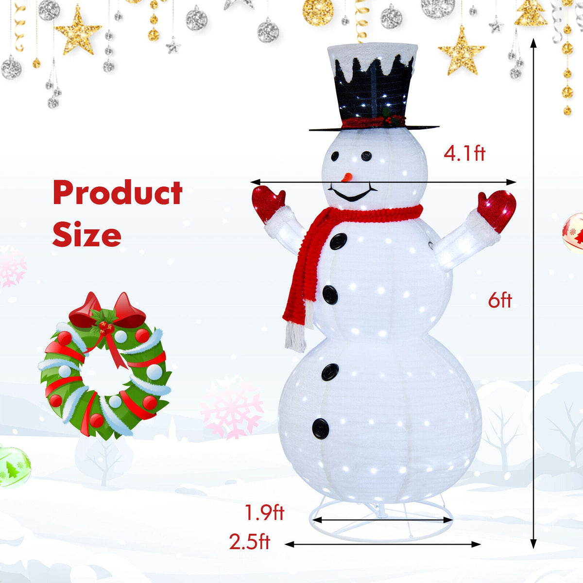 6 ft lighted snowman decoration with top hat and red scarf white plastic body DirectDeals on Tampa Home & Garden Store