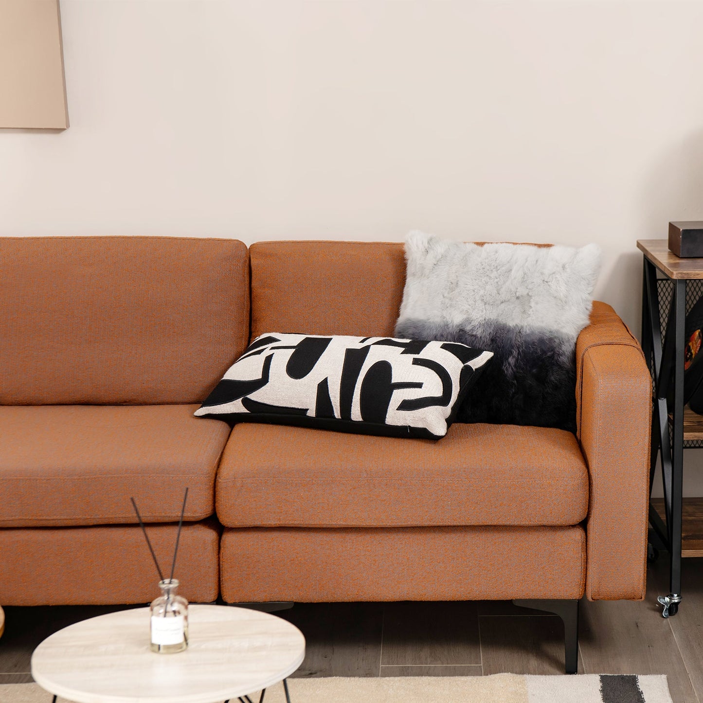 Sofá seccional modular en forma de L de 3 plazas con chaise reversible y 2 puertos USB - Verde
