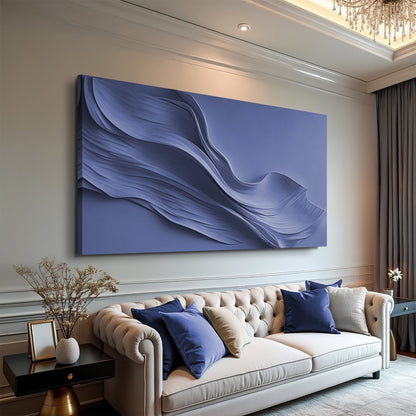 Midnight Navy Minimalist Wall Art canvas by Tailored Canvases with flowing blue waves on Tampa Home & Garden Store