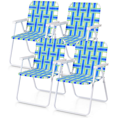GemGear 4-piece folding beach chair set with blue and green patterned webbing on Tampa Home & Garden Store