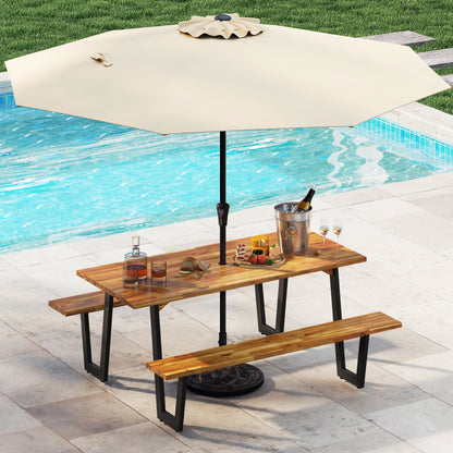 Juego de comedor para exteriores para 6 personas con sombrilla y base de 3 metros
