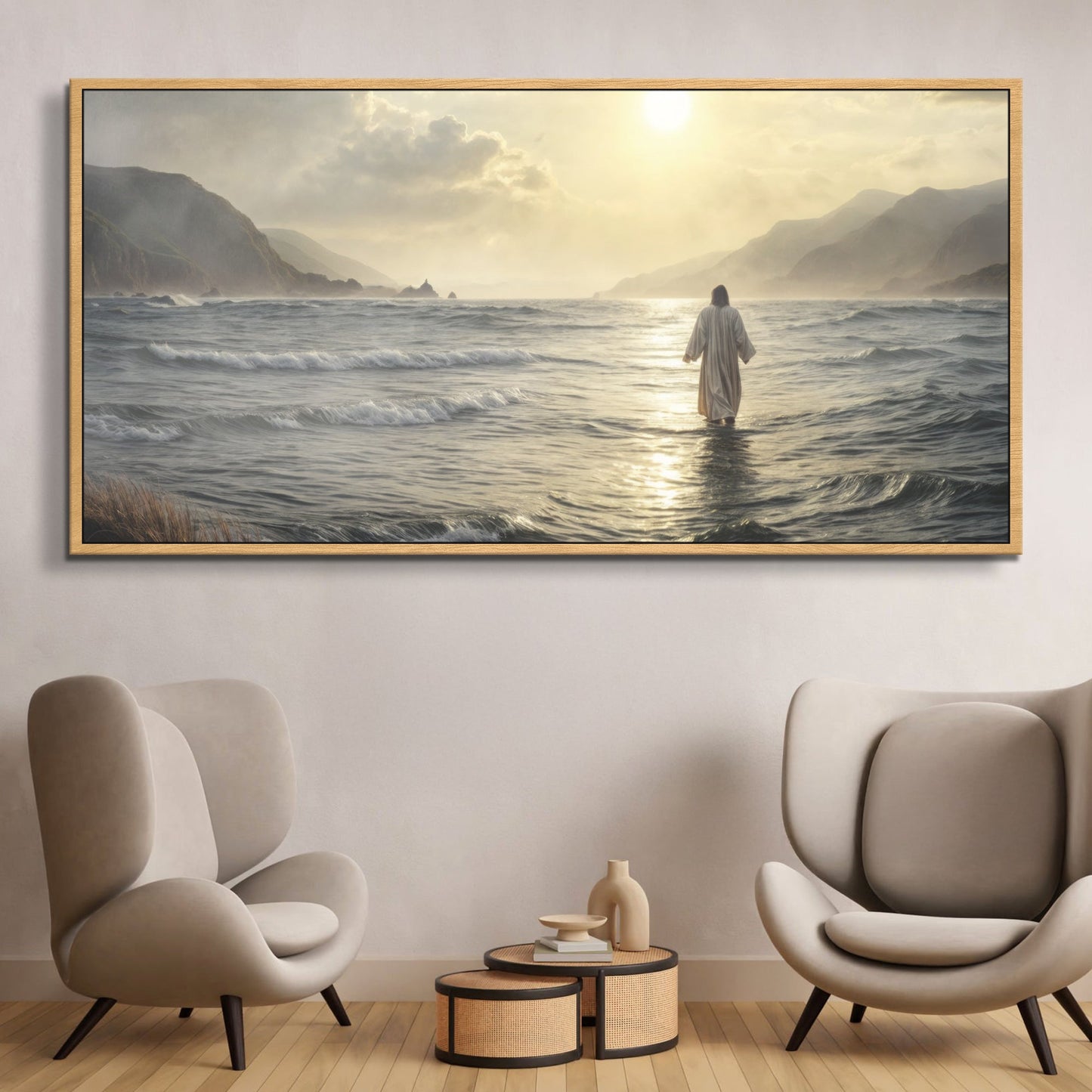 Walking on Water IX canvas by Tailored Canvases, serene coastal scene with wood frame on Tampa Home & Garden Store