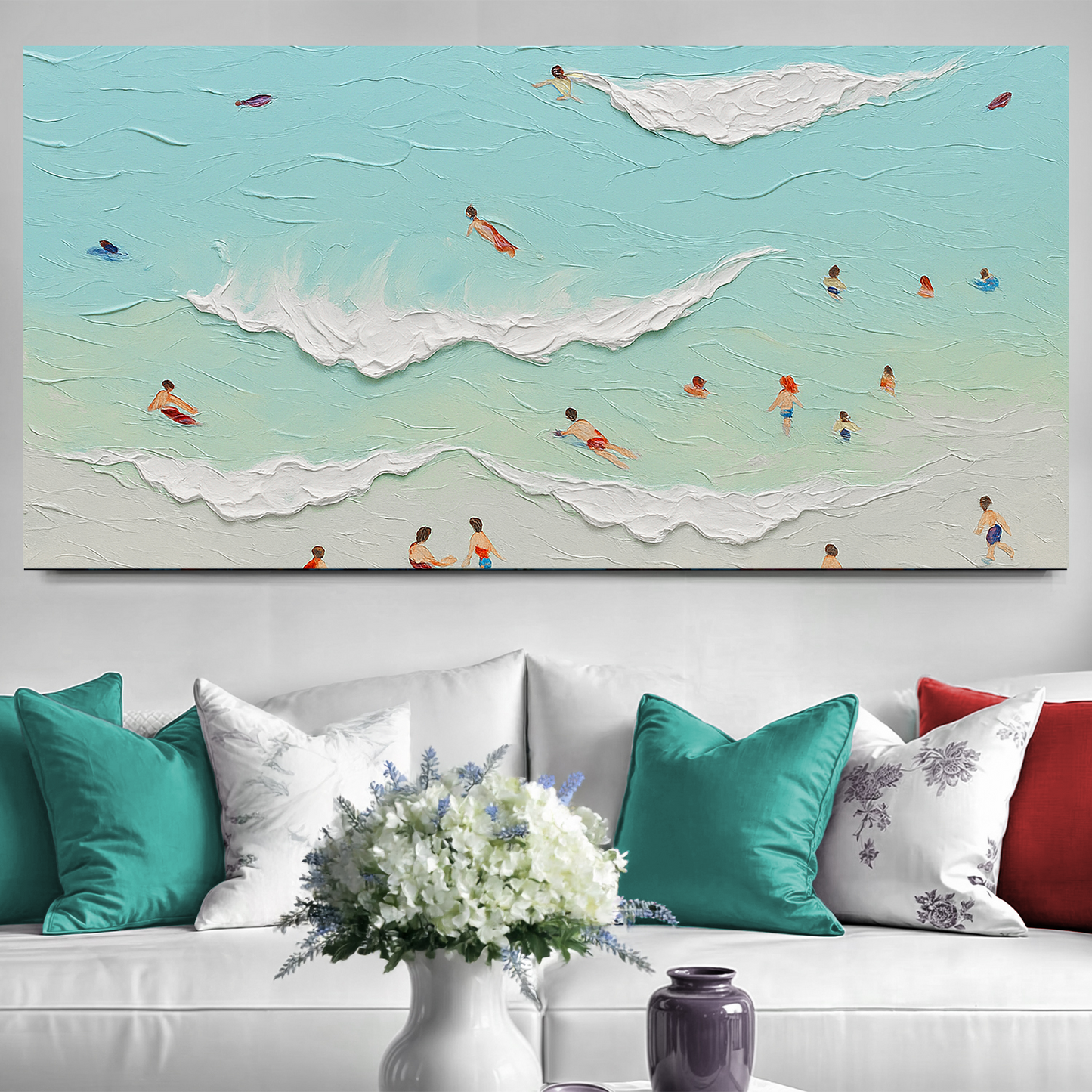 Beach Days Wall Art X canvas by Tailored Canvases depicting turquoise ocean and white surf waves on Tampa Home & Garden Store