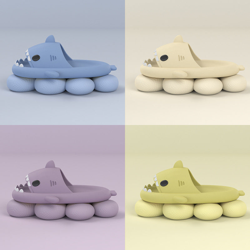 Shark-shaped slides set of 4 by Stevvex in blue beige lilac yellow open-toe beach sandals on Tampa Home & Garden Store