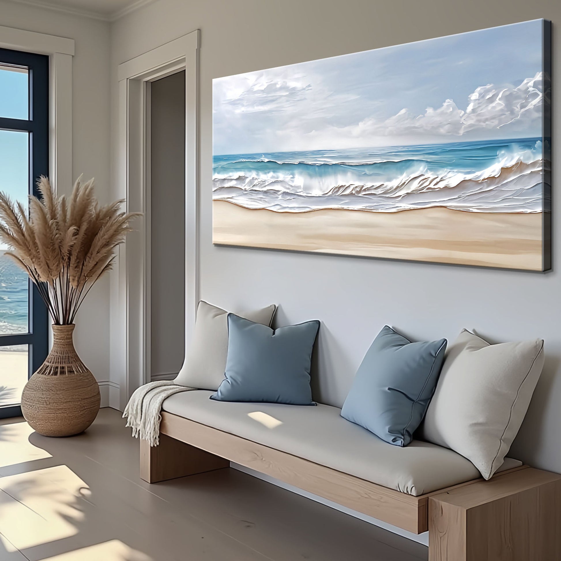 Serene Ocean Wave Coastal Wall Art VII canvas by Tailored Canvases in ocean blue tones on Tampa Home & Garden Store