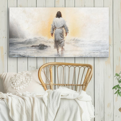 Peace Be Still Faith Wall Art canvas by Tailored Canvases; serene figure walks toward warm light on Tampa Home & Garden Store