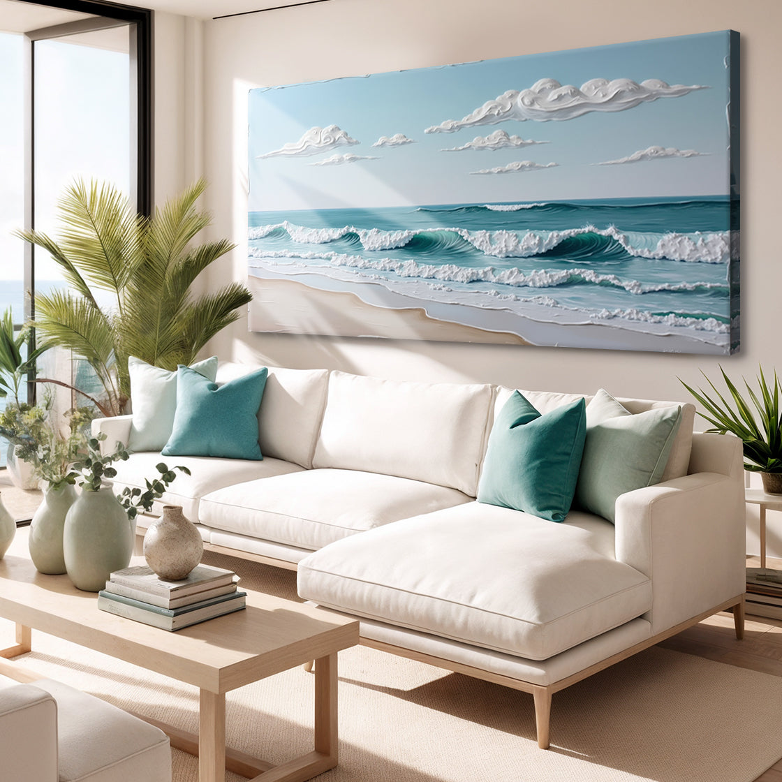 Canvas wall art Serene Ocean Wave Coastal Wall Art XI in turquoise waves on Tampa Home & Garden Store