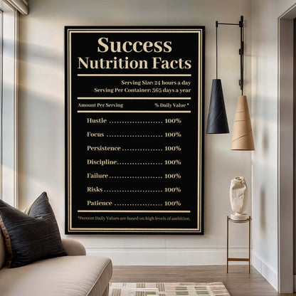 Canvas wall sign Ingredients For Success Motivational by Tailored Canvases; black border on Tampa Home & Garden Store