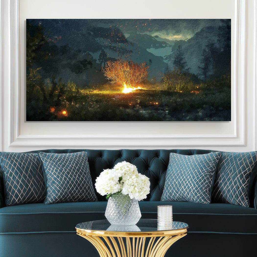 Holy Ground Faith Wall Art canvas by Tailored Canvases; glowing tree in a dark landscape on Tampa Home & Garden Store