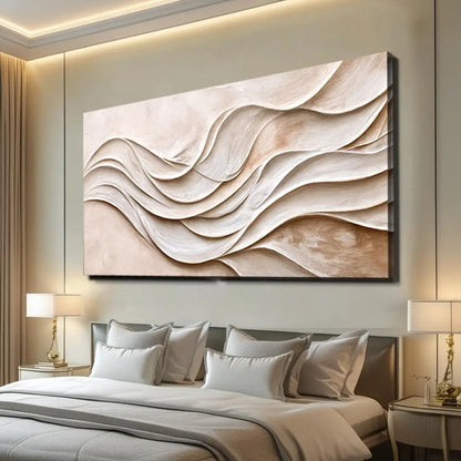 Modern Abstract Minimalist Wall Art XIII canvas by Tailored Canvases, beige textured relief on Tampa Home & Garden Store