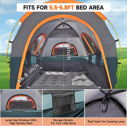 Umbrauto truck bed tent with awning gray orange fits 5.5-5.8 ft beds waterproof PU3000mm on Tampa Home & Garden Store