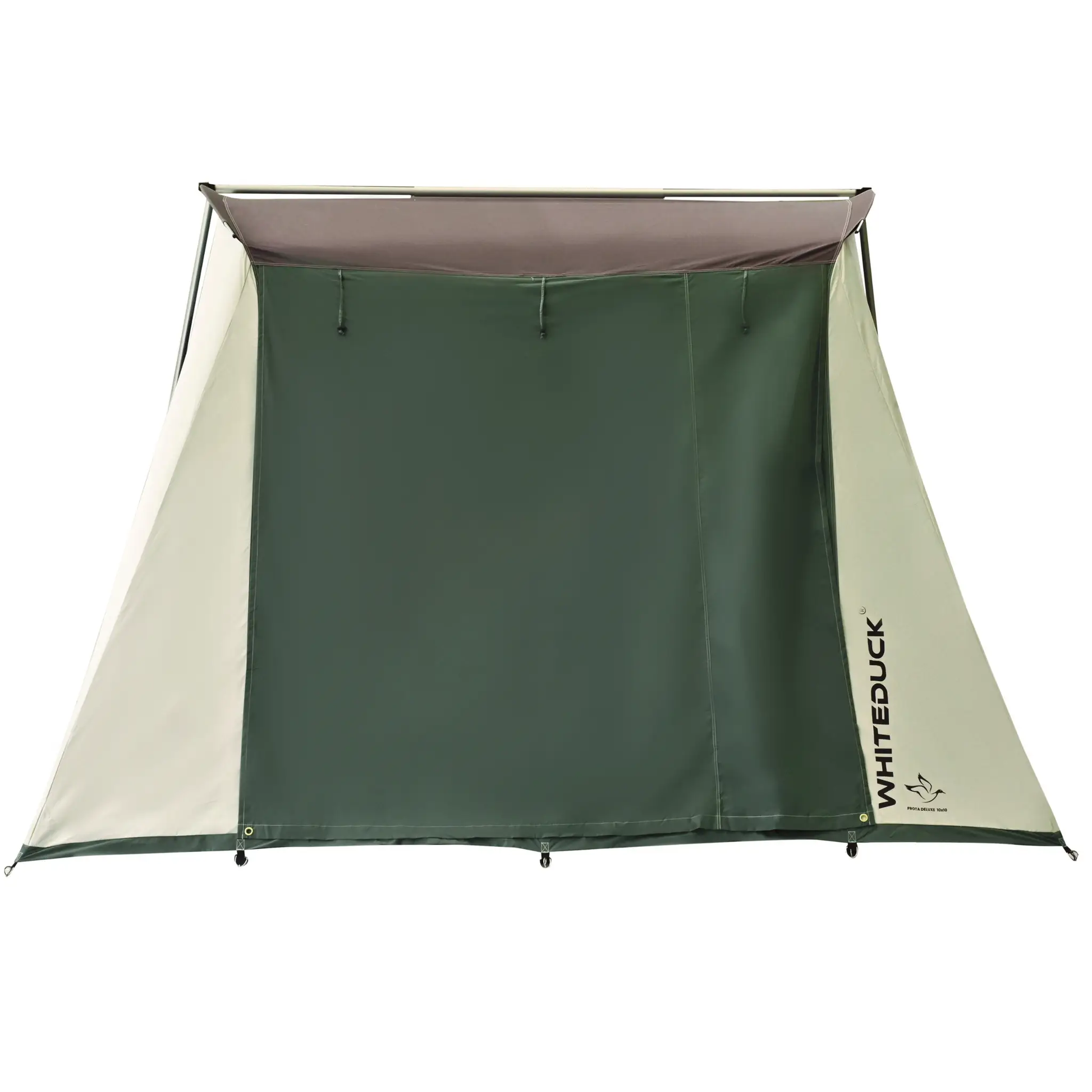 Prota Canvas Tent 10x10 by White Duck Outdoors, green body with beige top edge on Tampa Home & Garden Store