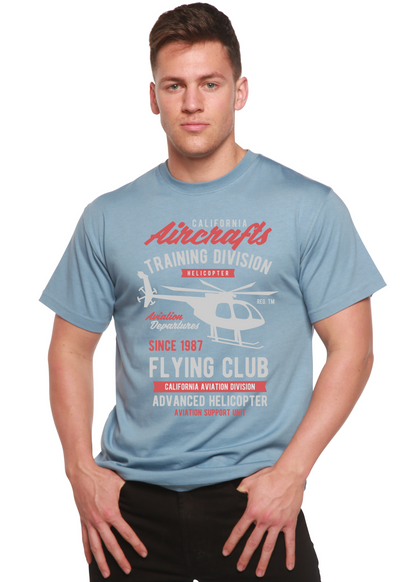 California Aircraft tee in light blue bamboo viscose organic cotton with helicopter print on Tampa Home & Garden Store