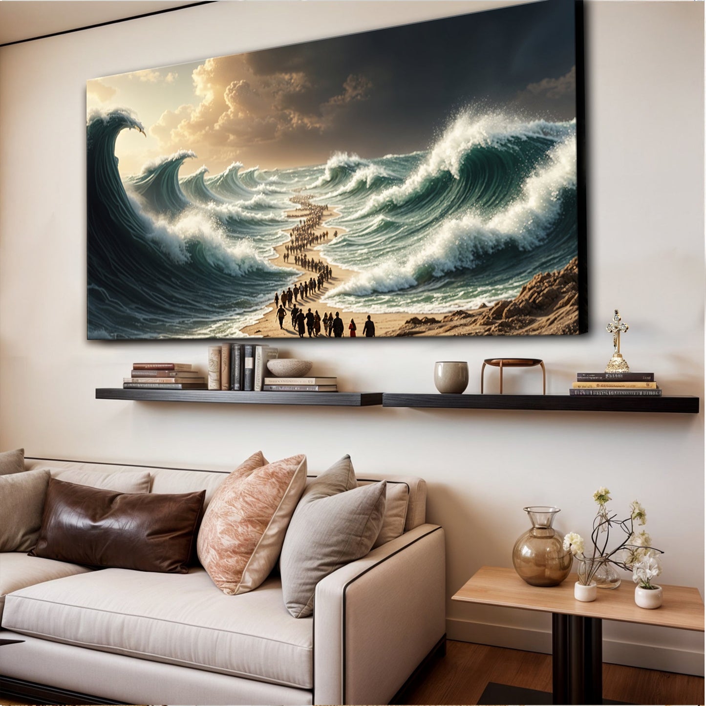 The Parting - Faith Wall Art II canvas, two-panel ocean wave scene with sunlit sky on Tampa Home & Garden Store