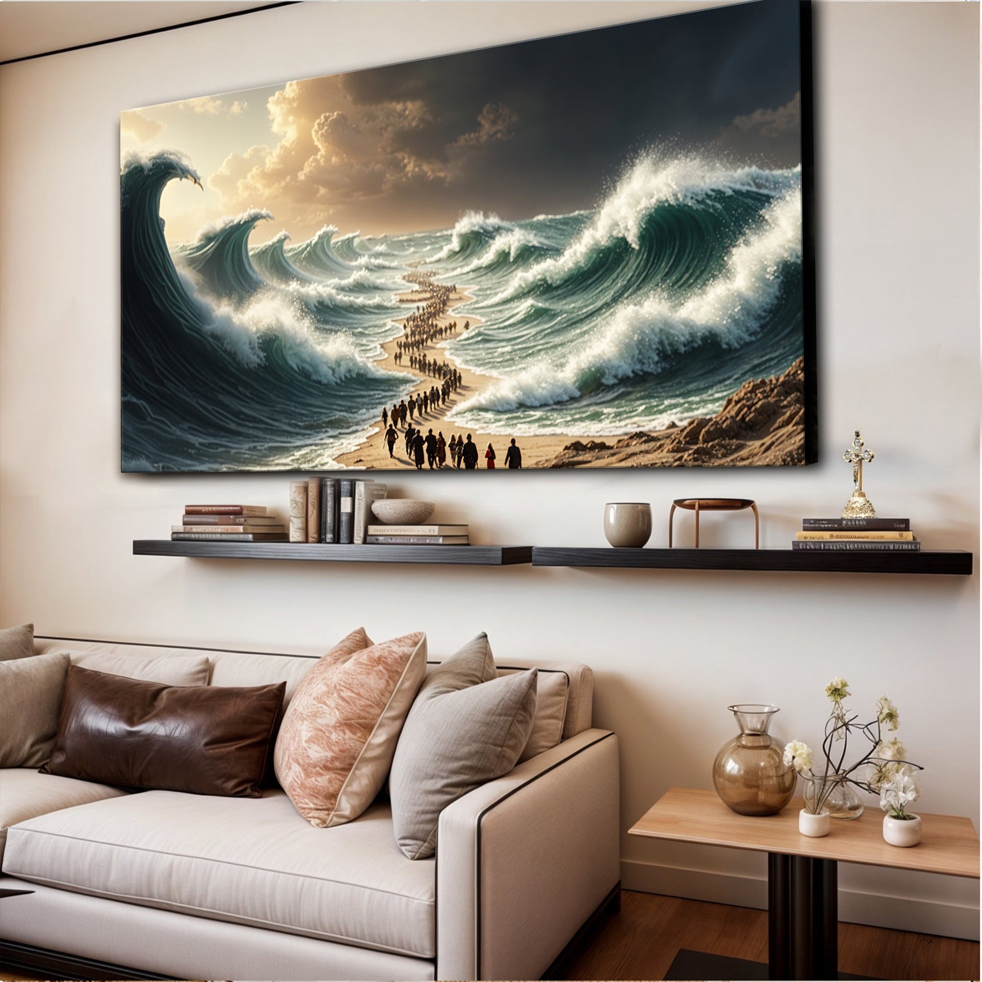 The Parting - Faith Wall Art II canvas, two-panel ocean wave scene with sunlit sky on Tampa Home & Garden Store