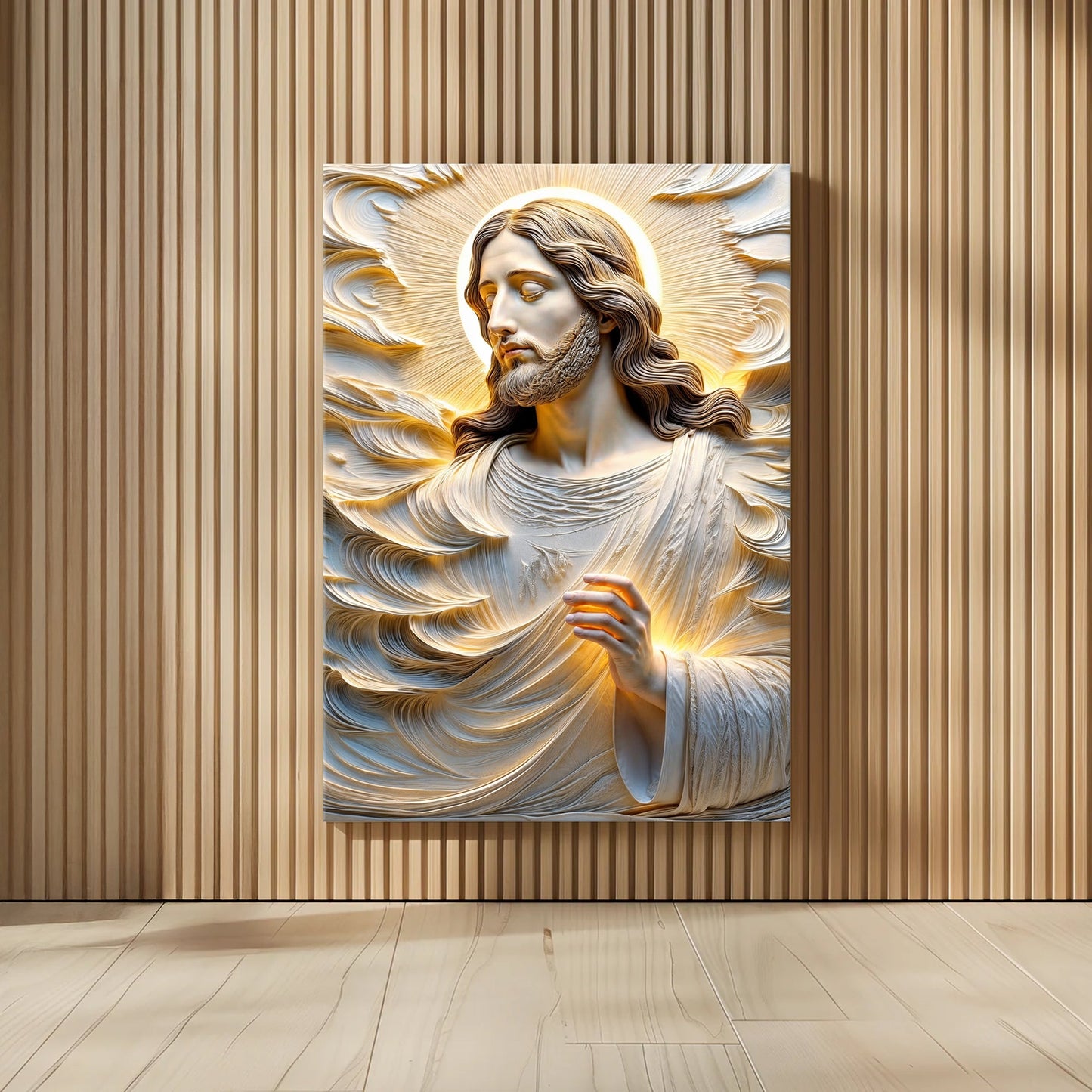 Faith Over Fear Sacred Serenity Faith Wall Art canvas by Tailored Canvases with golden halo on Tampa Home & Garden Store