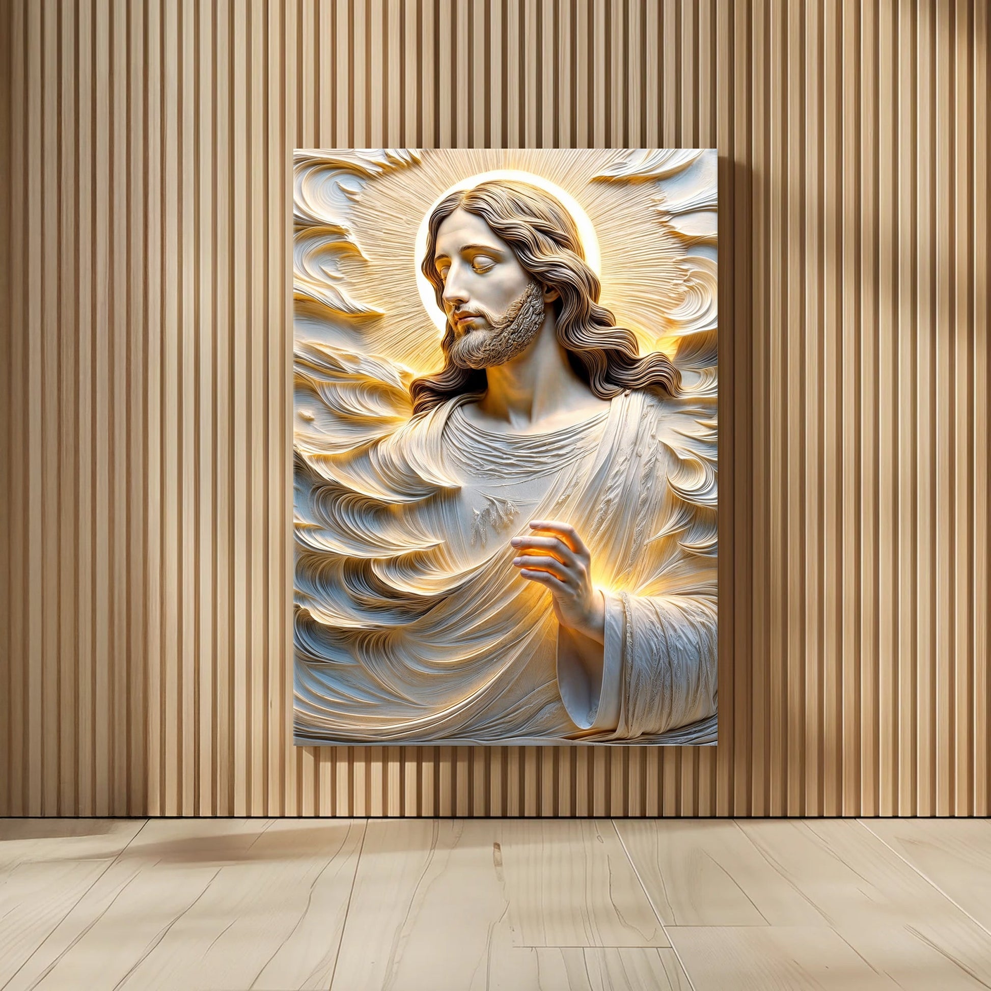 Faith Over Fear Sacred Serenity Faith Wall Art canvas by Tailored Canvases with golden halo on Tampa Home & Garden Store