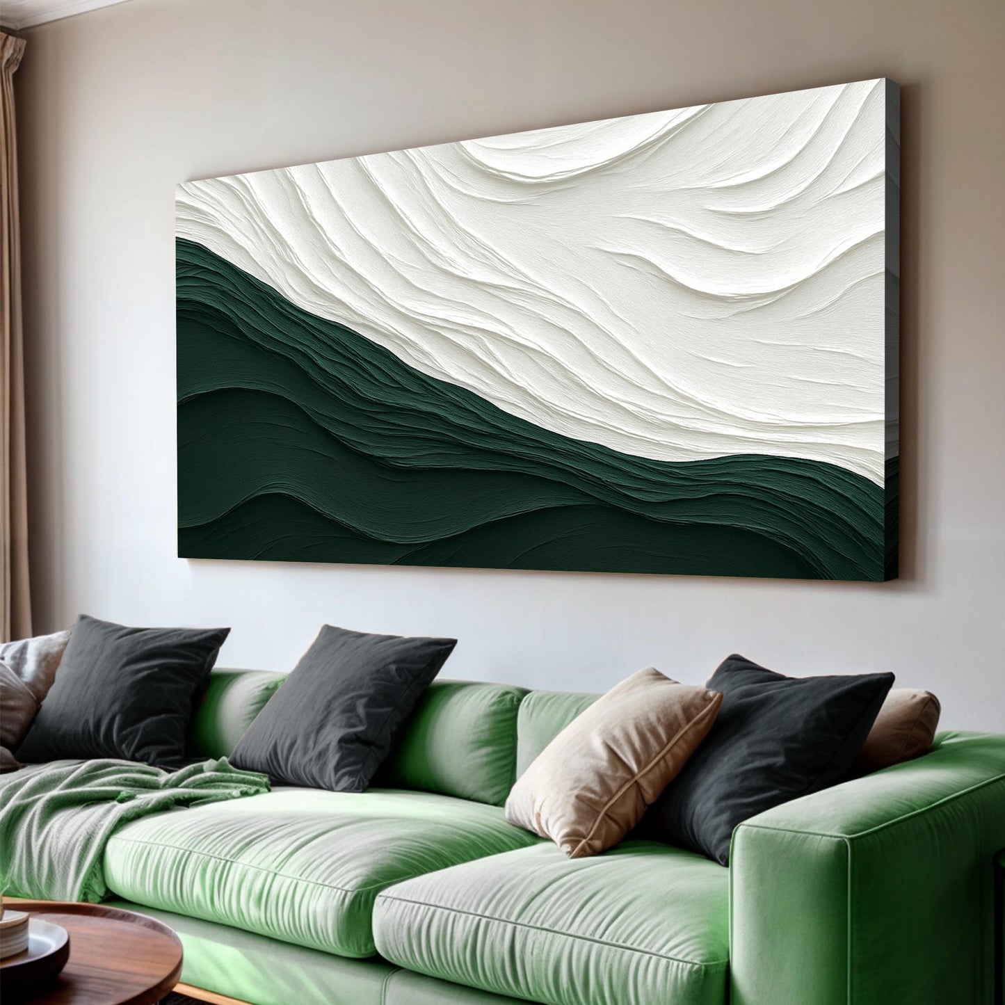 Modern Abstract Wall Art IX canvas Tailored Canvases white and green waves Crafting Canvas on Tampa Home & Garden Store