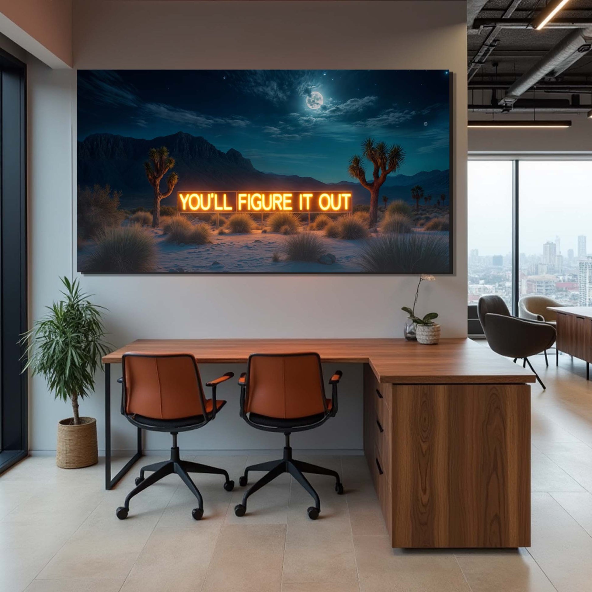 Tailored Canvases You'll Figure It Out crafting canvas wall art with neon orange text desert on Tampa Home & Garden Store