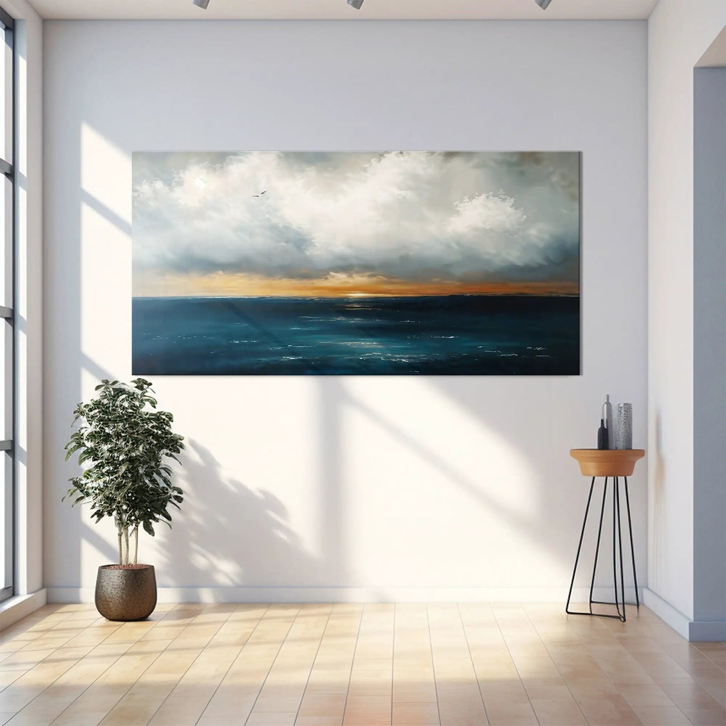 Waterscape Abstract Wall Art III canvas by Tailored Canvases, calm ocean clouds at sunset on Tampa Home & Garden Store