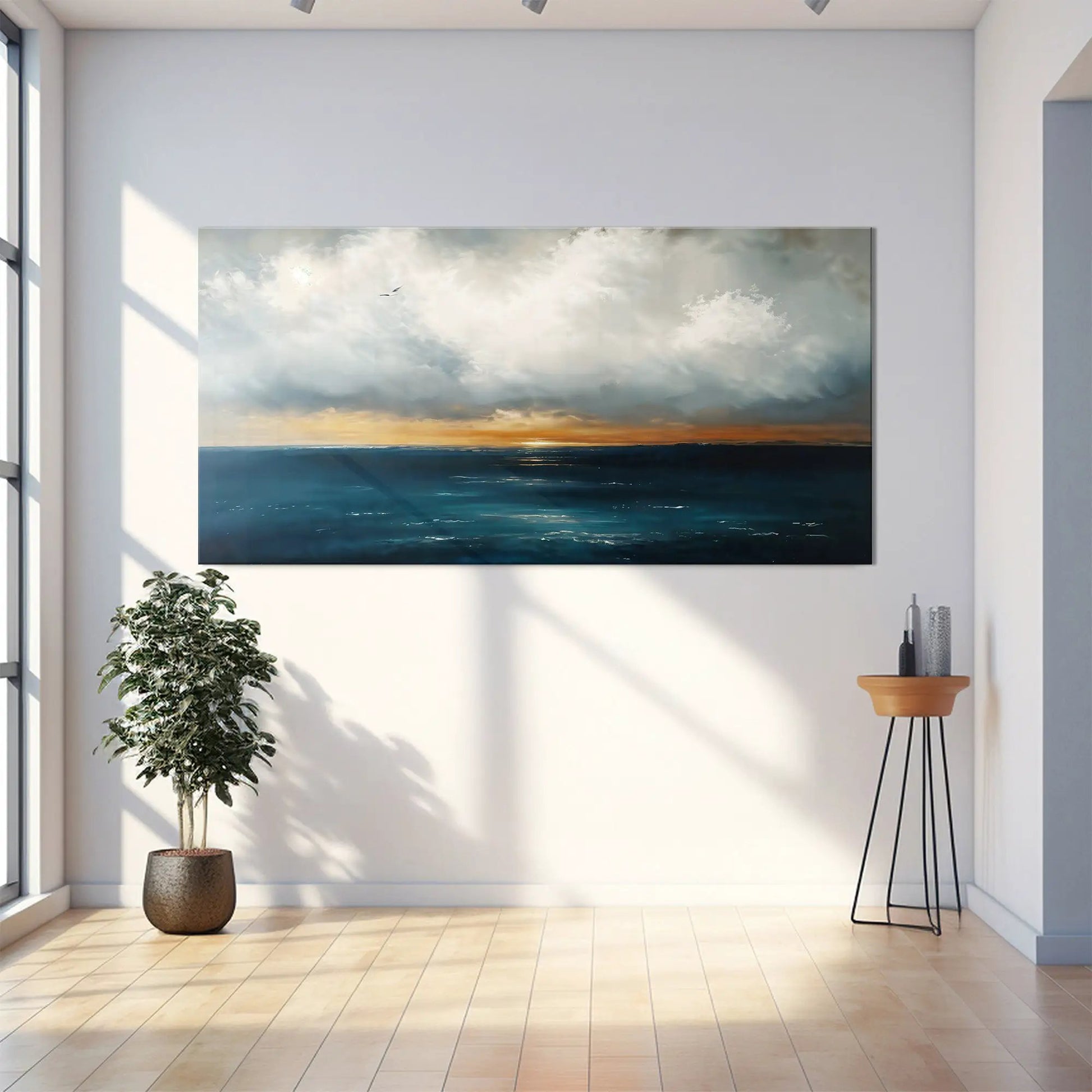 Waterscape Abstract Wall Art III canvas by Tailored Canvases, calm ocean clouds at sunset on Tampa Home & Garden Store