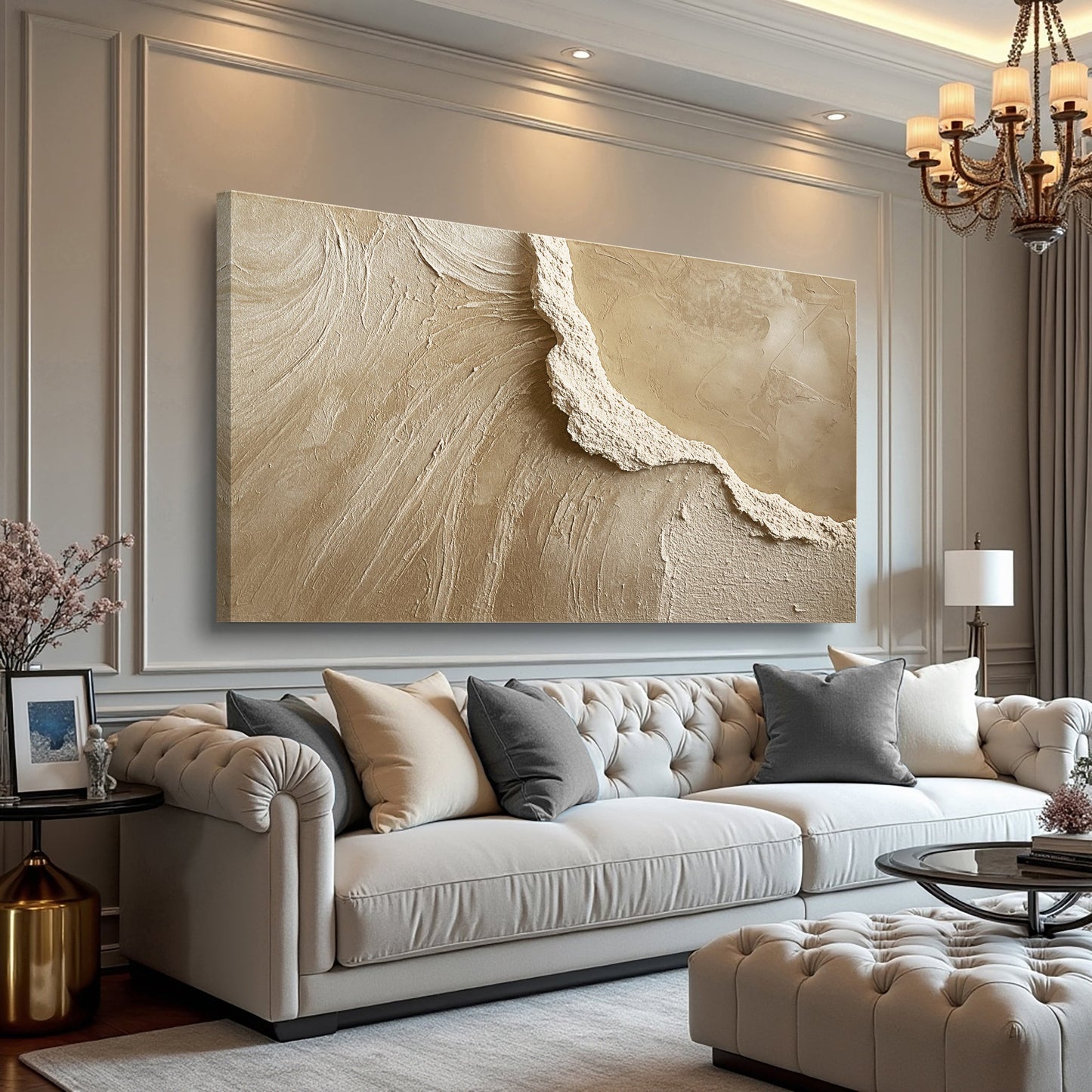 Minimalist Wall Art VII canvas by Tailored Canvases beige textured abstract relief on Tampa Home & Garden Store