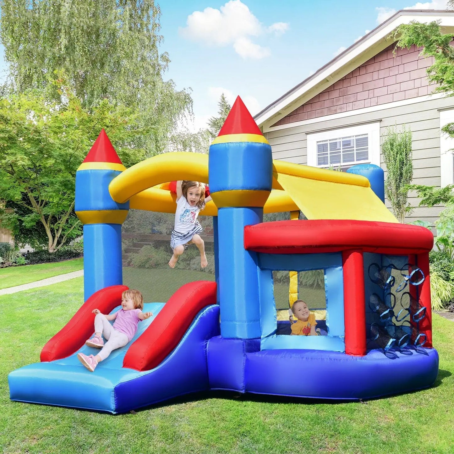 Castle Slide Inflatable Bounce House and Ball Pit