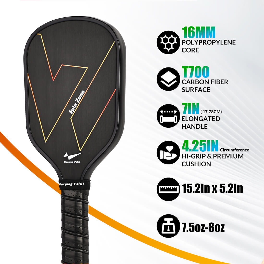 Warping Point Pickleball Training Paddle 16mm PP core carbon fiber surface 7in handle on Tampa Home & Garden Store