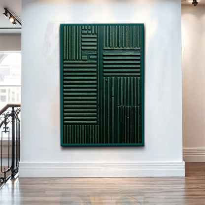 Green abstract patterns wall art canvas with teal frame by Tailored Canvases crafting canvas on Tampa Home & Garden Store