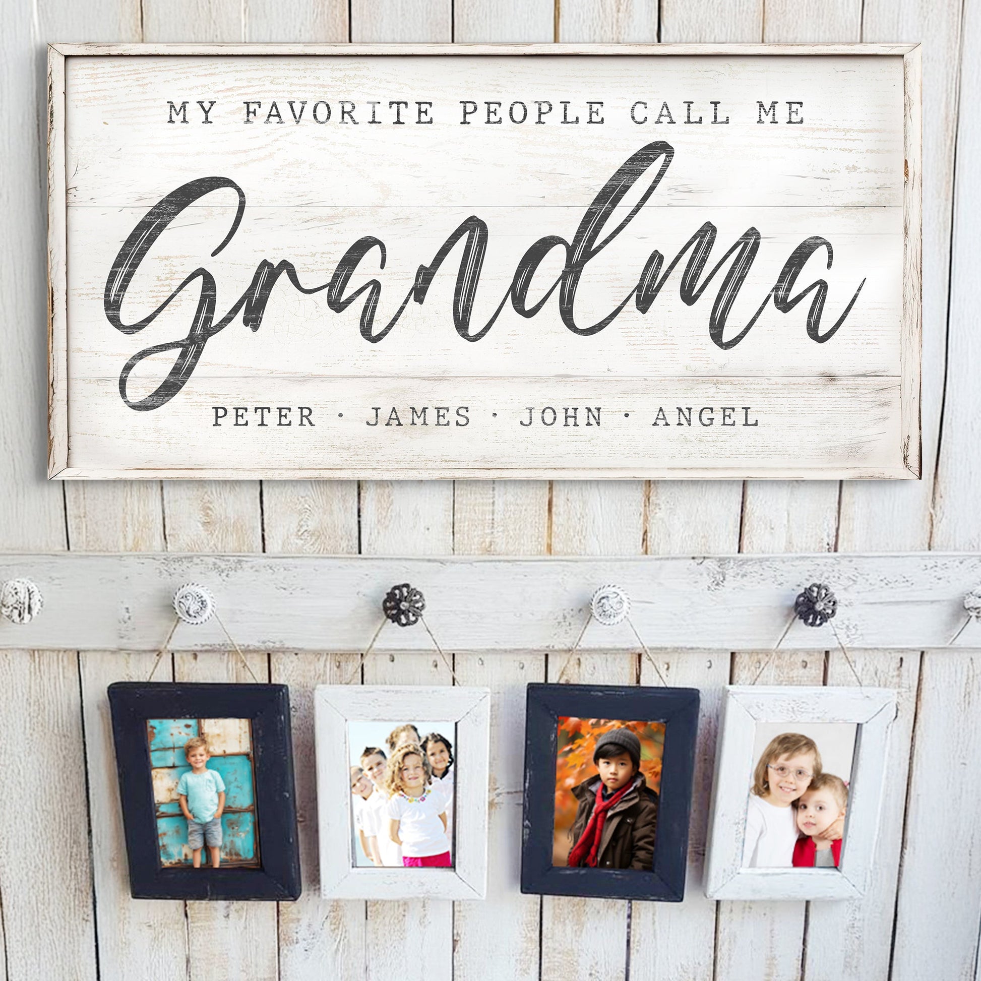 Grandma sign II canvas by Tailored Canvases with distressed white wood backdrop craft decor on Tampa Home & Garden Store