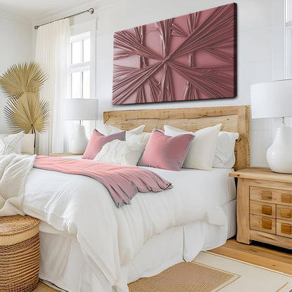 Modern Abstract Minimalist Wall Art VII canvas from Tailored Canvases above white bed in pink on Tampa Home & Garden Store