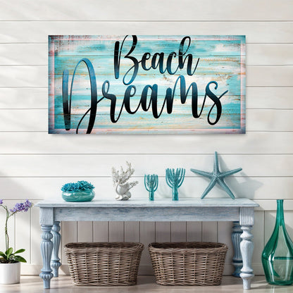 Beach Dreams Sign II canvas by Tailored Canvases, turquoise wood backdrop crafting canvas on Tampa Home & Garden Store