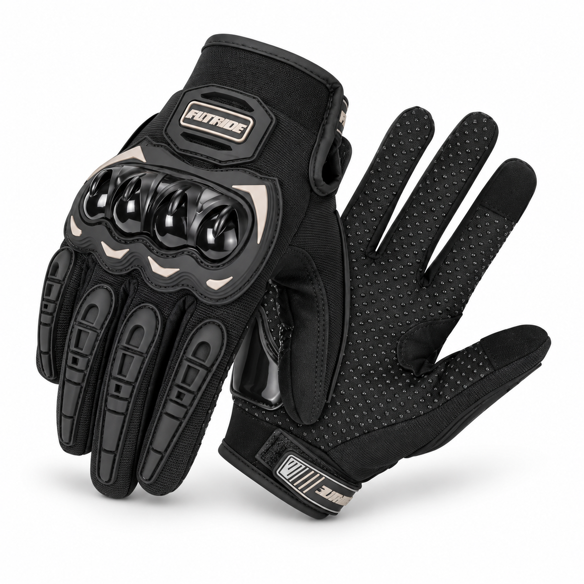 BikerZoneZ Summer Breathable Touch Screen Motorcycle Gloves with knuckle protection, black on Tampa Home & Garden Store
