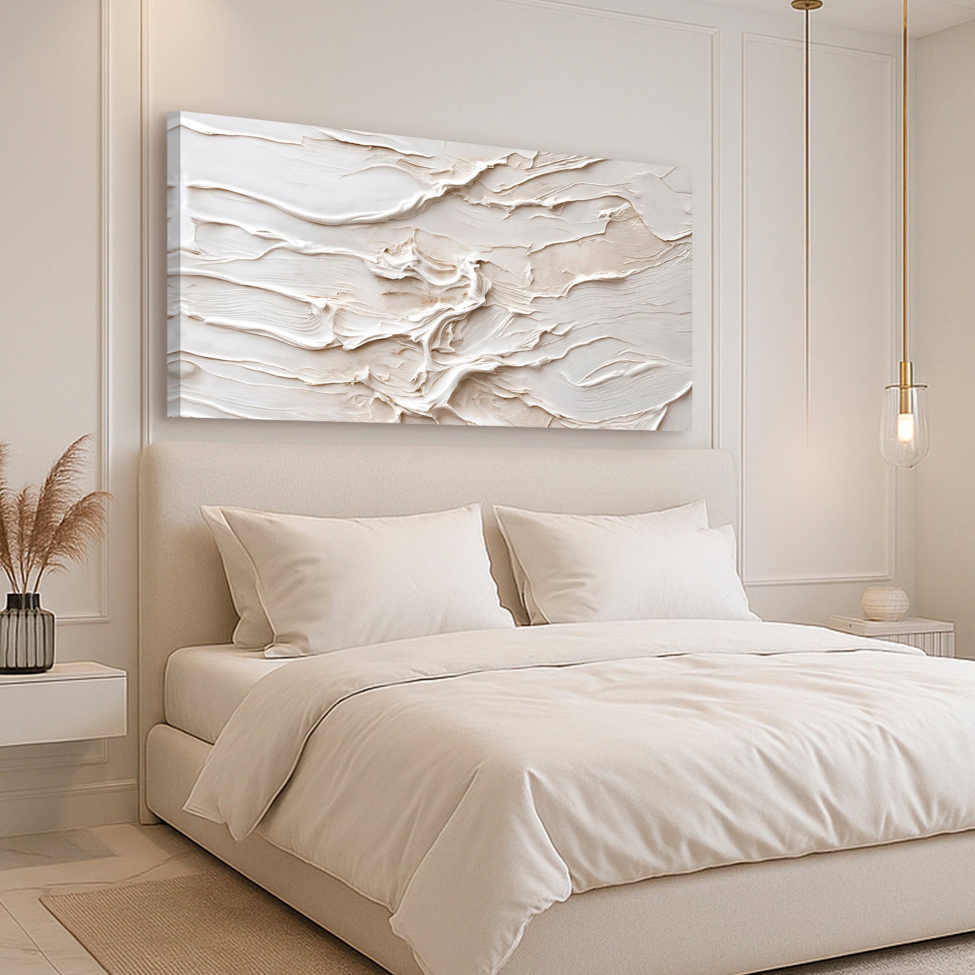 Minimalist Wall Art IX canvas by Tailored Canvases, textured cream relief crafting canvas on Tampa Home & Garden Store