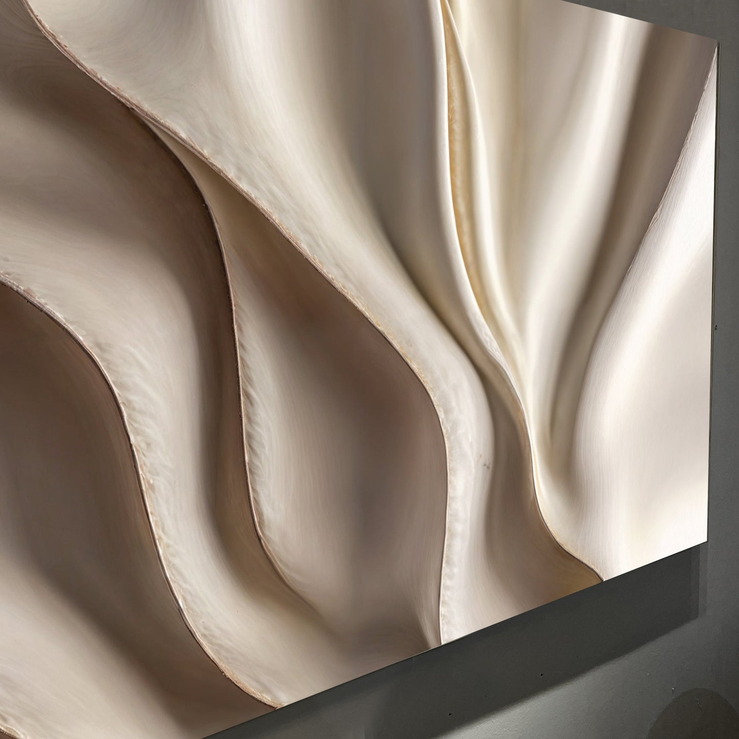 Beige Minimalist Wall Art V canvas with folded beige fabric texture by Tailored Canvases on Tampa Home & Garden Store