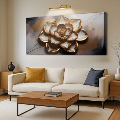 Golden Lotus Minimalist Abstract Canvas wall art with metallic petals on Tampa Home & Garden Store
