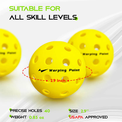 Warping Point outdoor practice pickleballs, yellow, set of 3, 2.9 in diameter on Tampa Home & Garden Store