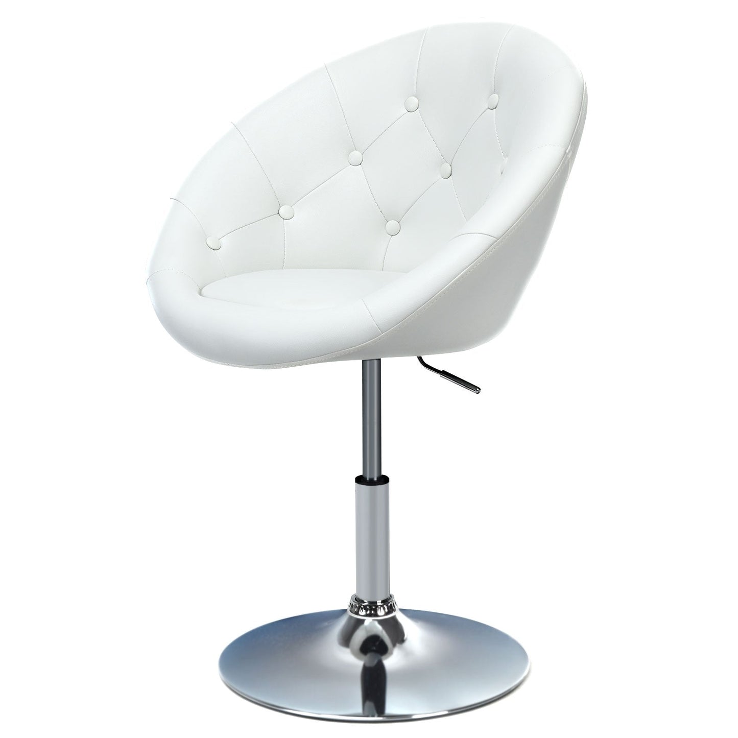 1 Piece Modern Adjustable Swivel Round PU Leather Chair-Black