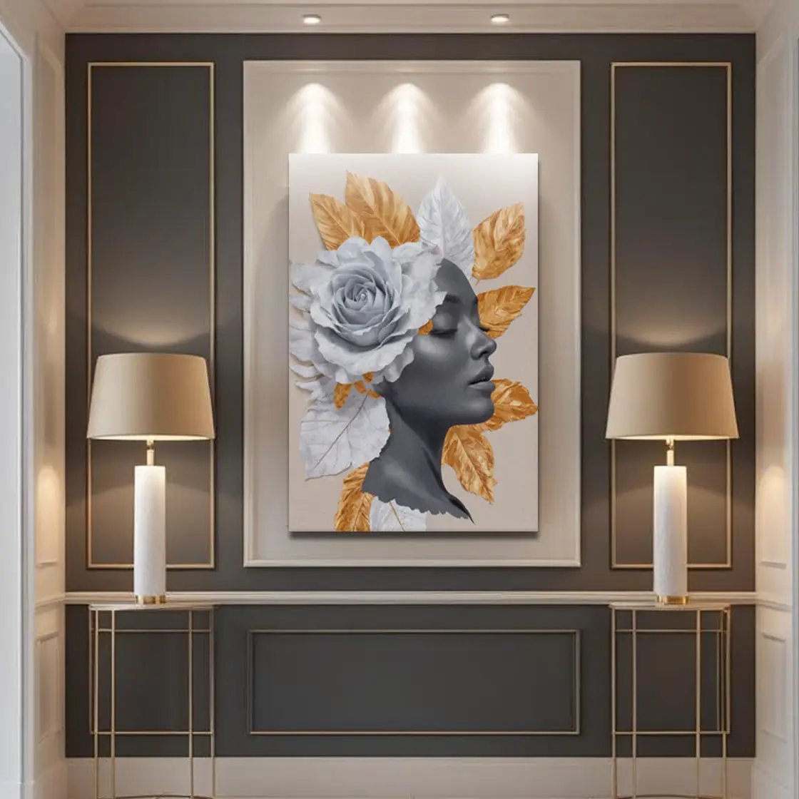 Floral Majesty Wall Art IV canvas by Tailored Canvases portrait with white rose orange leaves on Tampa Home & Garden Store
